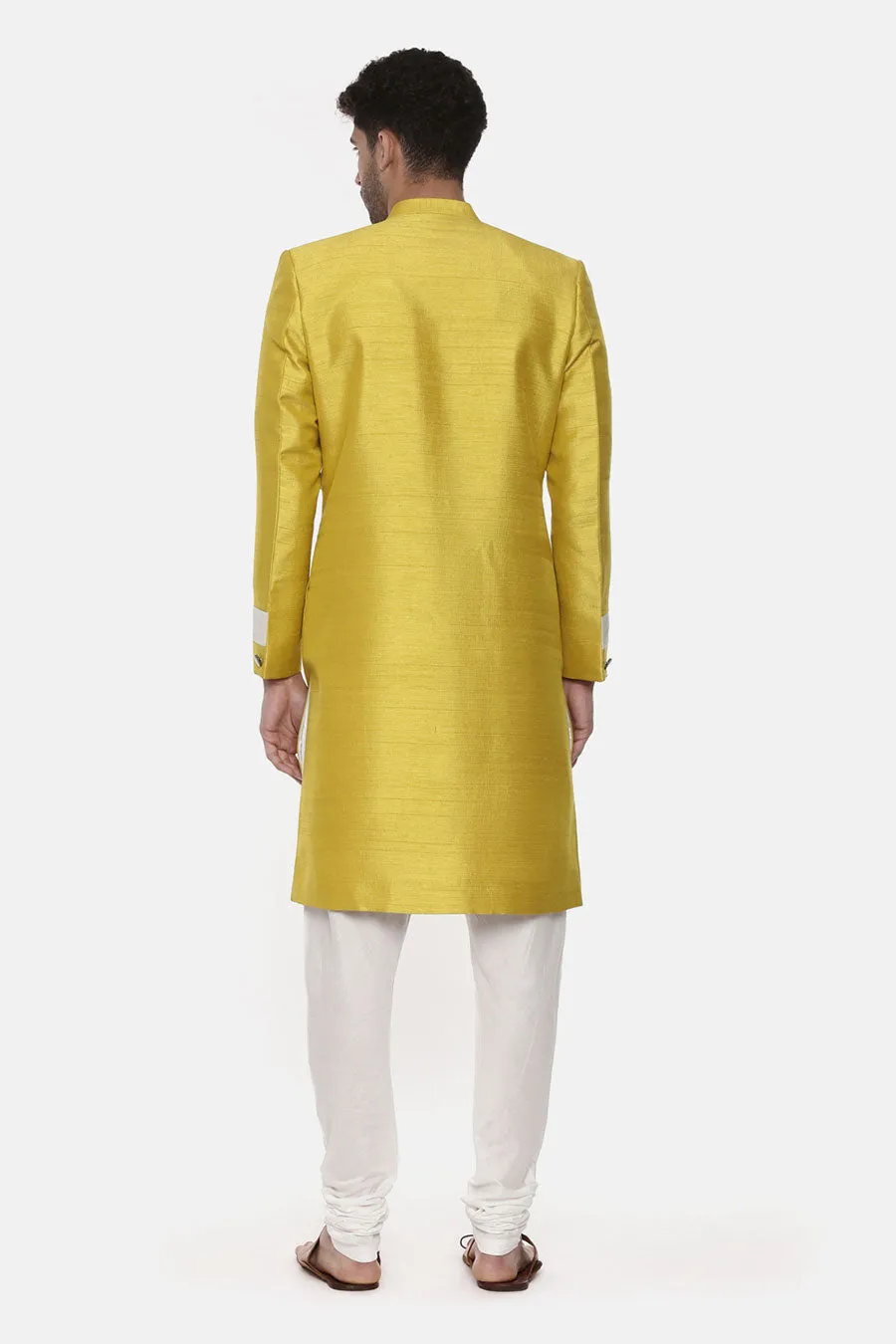 Yellow Stitch Detailed Panel Sherwani Set