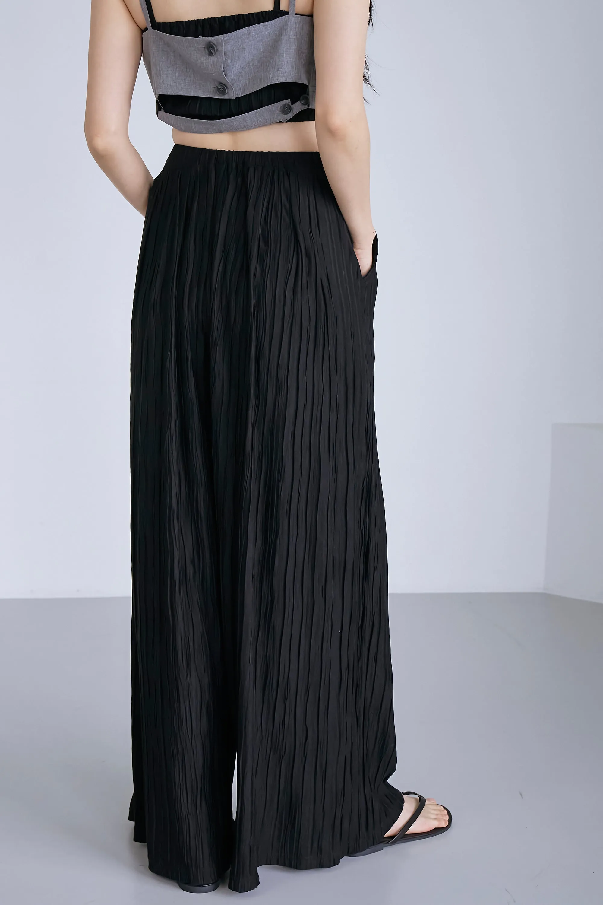 Yena Plisse Wide Leg Pants