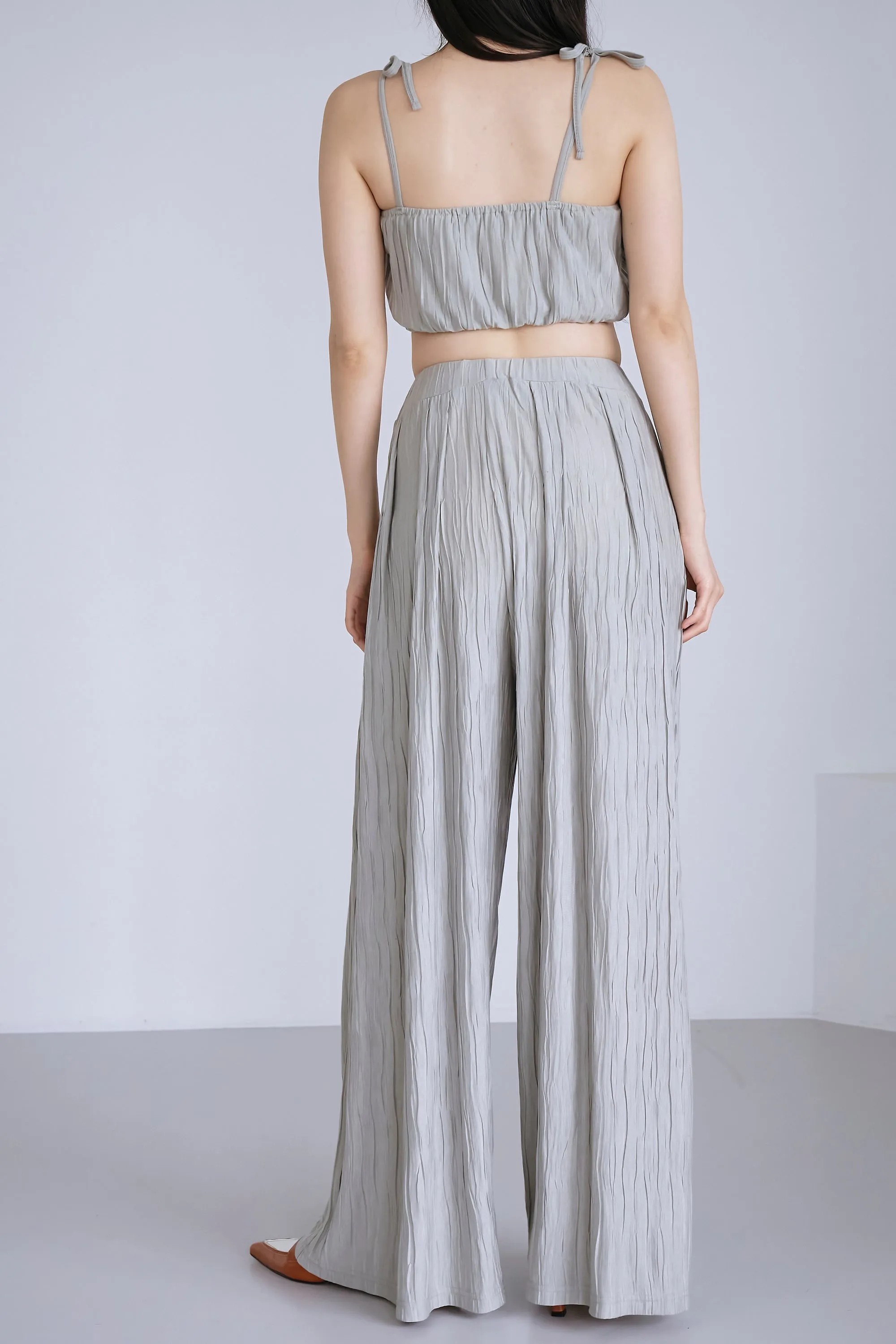 Yena Plisse Wide Leg Pants