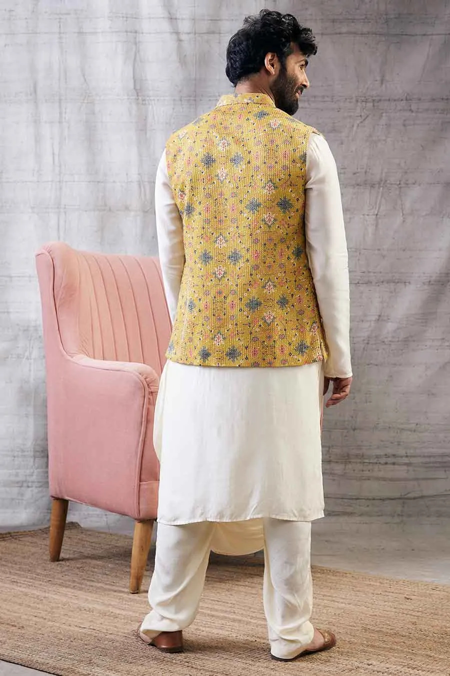 Zahra Sequin Bandi With Drape Kurta Set