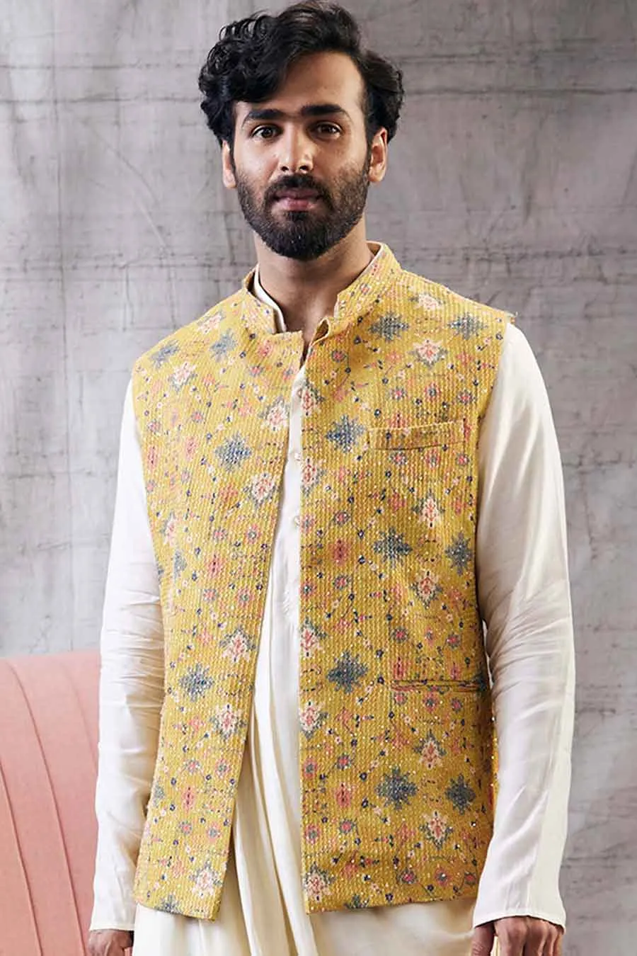 Zahra Sequin Bandi With Drape Kurta Set